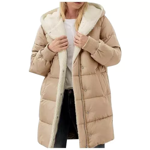 Steppmantel Damen Teddyfleece - Eleganter Daunenmantel mit Kapuze für den Winter