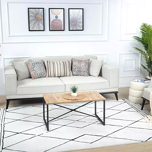 Surya Linkka Teppich für Wohnzimmer und Esszimmer im Boho-Stil mit geometrischem Muster