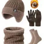 Svanco Herren Winterset: Mütze mit Ohrenklappen, Loop Schal und Touchscreen Handschuhe