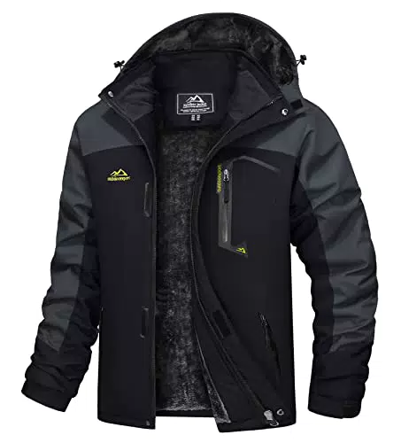 TACVASEN Herren Wanderjacke wasserdicht Fleecejacke für Outdoor-Aktivitäten