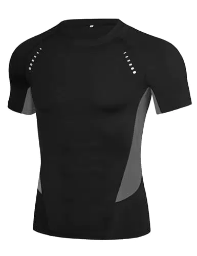 Terecey Kompressionsshirt Herren Kurzarm Atmungsaktives Sport T-Shirt für Jogging