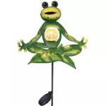 TERESA'S COLLECTIONS Solarlampe Frosch Yoga - Wetterfeste Gartenfigur für Außen
