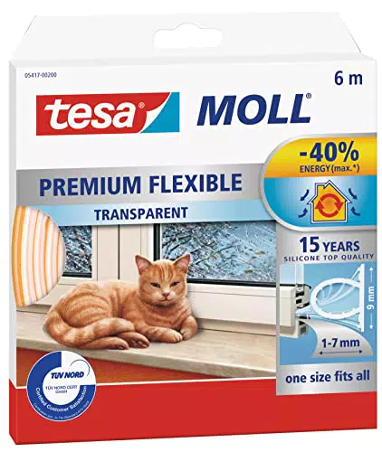 Tesamoll Premium Flexible - Selbstklebende Silikondichtung & moll P-Profil Gummidichtung - Selbstklebende Dichtung