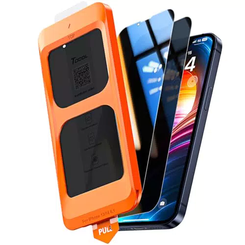 TOCOL Panzerglas Sichtschutz für iPhone 14, 9H Härte, Anti-Fingerabdruck