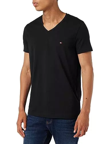 Tommy Hilfiger Herren T-Shirt Kurzarm Core Stretch V-Ausschnitt
