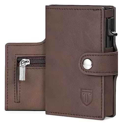 Tomylv Geldbörse Herren Slim RFID Schutz mit automatischem Kartenetui und Münzfach