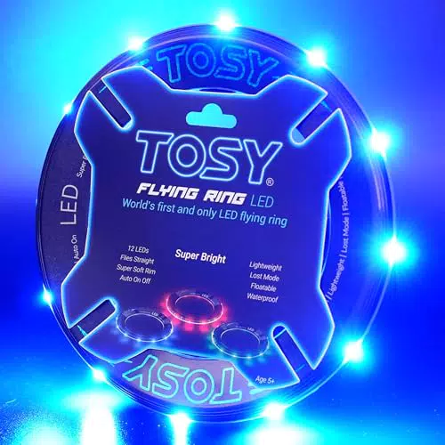 TOSY Fliegender Ring – Automatisches Aufleuchten, wasserdicht, leichtes Frisbee für Kinder