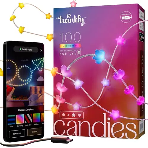 Twinkly Strings LED-Lichterkette, kompatibel mit Alexa und Google Home, 6m