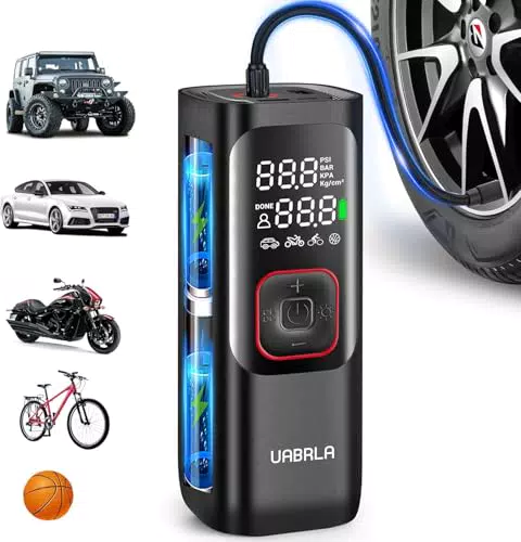 UABRLA Elektrische Luftpumpe 160PSI mit LCD-Display und LED Taschenlampe