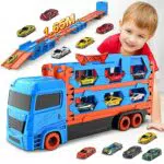 VATOS Transport Truck Spielzeugauto für Kinder ab 3 Jahren – Rennbahn Set