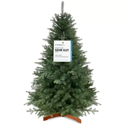 Pure Living Künstlicher Weihnachtsbaum 180 cm - Naturgetreu mit Holzständer und Tasche