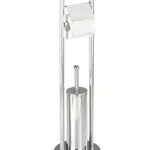 WENKO Stand WC-Garnitur Vasto Edelstahl 2 in 1 Toilettenpapier- und Bürstenhalter