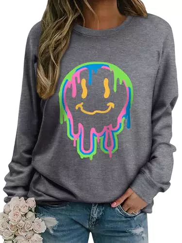 WIEIYM Damen Sweatshirt Langarm Rundhals Casual Sport Streetwear