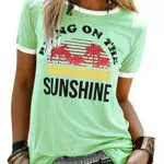 WIEIYM Damen T-Shirt mit Aufdruck Bring On The Sunshine – Vintage Freizeitmode