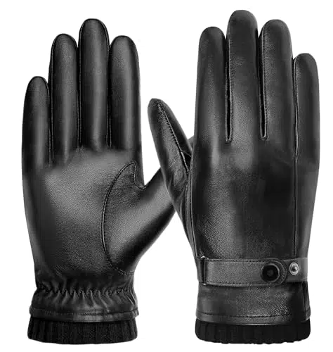 YESWEL PU-Lederhandschuhe für Herren - Wasserdicht, Winddicht, Touchscreen