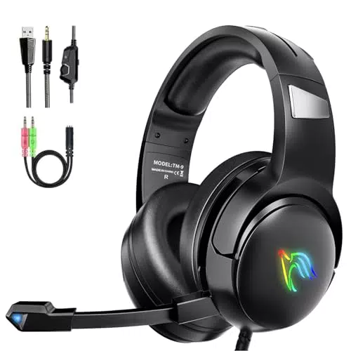 YINSAN Gaming Headset mit Mikrofon, Surround Sound und Geräuschunterdrückung