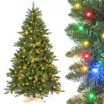 Yorbay Künstlicher Weihnachtsbaum mit Beleuchtung und Holzständer für Dekoration