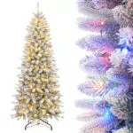Yorbay Künstlicher Weihnachtsbaum Slim LED Tannenbaum Schneebeflockt 180 cm