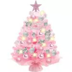 YSWOVUO Mini Weihnachtsbaum mit LED Beleuchtung und DIY Dekoration für Weihnachten