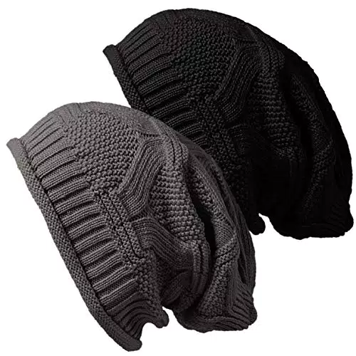 Damen Wintermütze Slouch Beanie mit Fleece Innenfutter - Warme Strickmütze