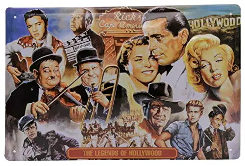 Hollyywood Retro Blechschild für Filmfans – Deko Kino Schild aus Stahlblech