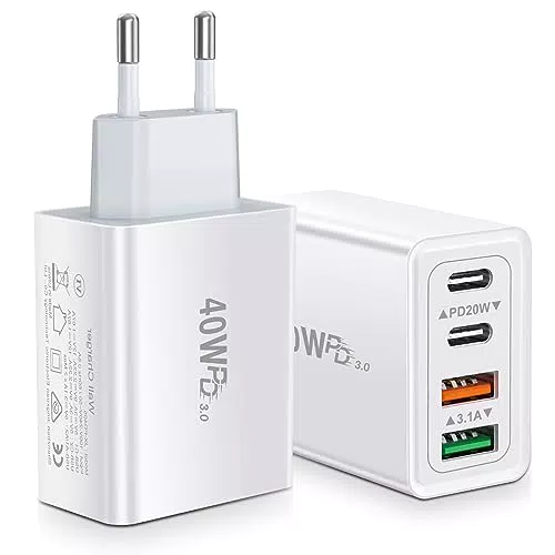 Apple 40W USB-C Ladegerät, Schnellladegerät für iPhone 15 Pro Max, Samsung, Pixel