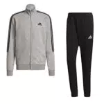 adidas Herren M 3s Ft Tt Trainingsanzug, Top:Medium Grey Heather/Black Bottom:Black/White
