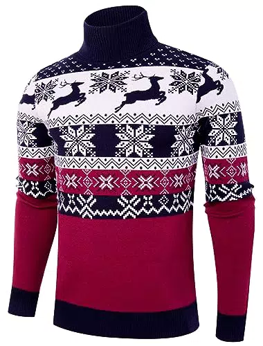 AIDEAONE Stehkragenpullover Herren - Rollkragen Strickpullover Slim Fit