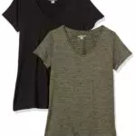 Amazon Essentials Damen Tech-Stretch-T-Shirt mit V-Ausschnitt und kurzen Ärmeln