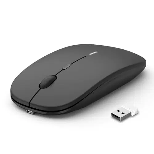 Anmck Kabellose Ergonomische Maus – Wiederaufladbare 3D USB Funkmaus 1600 DPI
