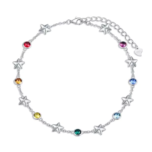 AOBOCO Fußkettchen Sterling Silber 925 mit Perlen und Kristallen