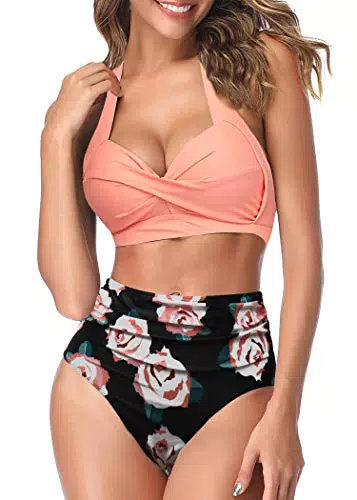 AOQUSSQOA Vintage High Waist Tankini Badeanzug für Damen Bademode