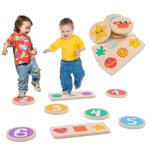 Arkyomi Balanciersteine für Kinder - Holz Balance Board für drinnen und draußen