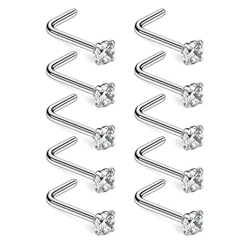 Aroncent Nasenstecker L-Form aus 316L Chirurgenstahl für Nasen-Piercing