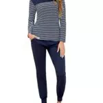 Aseniza Damen Schlafanzug Langarm Pyjama Baumwolle Zweiteiler Winter
