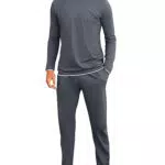 Aseniza Herren Schlafanzug Lang Pyjama Baumwolle Winter Zweiteilig