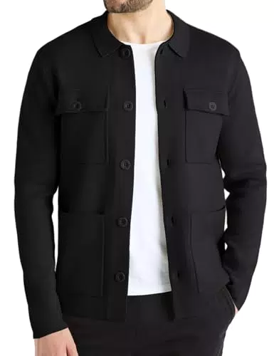 Atforna Strickjacke Herren Cardigan mit Knöpfen und Taschen, Langarm Mantel