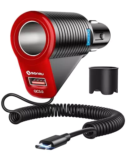 SONRU Auto Ladegerät 120W Zigarettenanzünder USB C Adapter mit 1,8M Kabel
