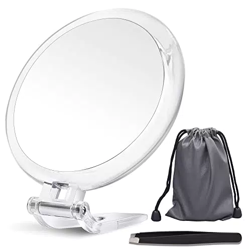 B Beauty Planet Handspiegel, doppelseitiger Faltbarer Make-up-Spiegel 20-fach Vergrößerung