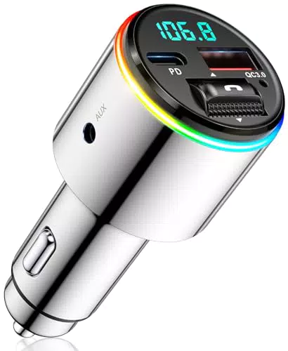 Babacom Bluetooth Adapter Auto 48W, PD 30W & QC3.0, FM Transmitter 5.3