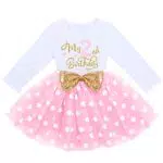 Minnie Maus Prinzessin Kleid Langarm für Mädchen zum 2. Geburtstag