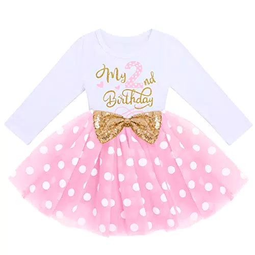 Minnie Maus Prinzessin Kleid Langarm für Mädchen zum 2. Geburtstag