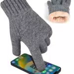 BAONUOR Thermo Fleece Winterhandschuhe für Herren und Damen, Touchscreen Strickhandschuhe