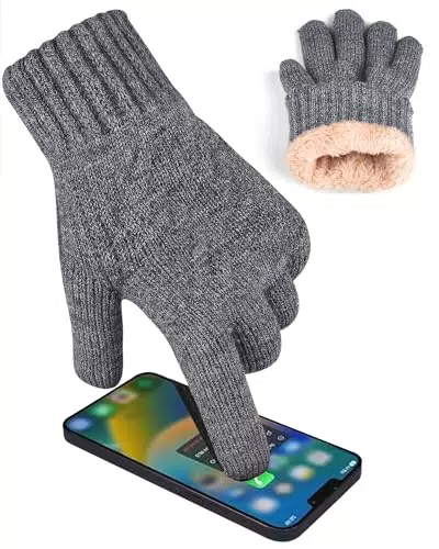 BAONUOR Thermo Fleece Winterhandschuhe für Herren und Damen, Touchscreen Strickhandschuhe