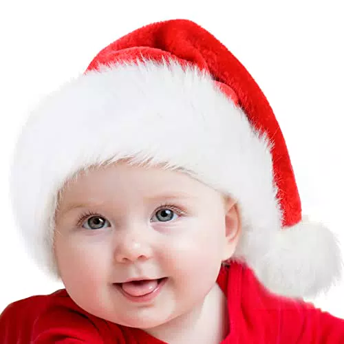 Benpen Nikolausmütze für Baby und Kinder – Klassische Plüsch Weihnachtsmütze