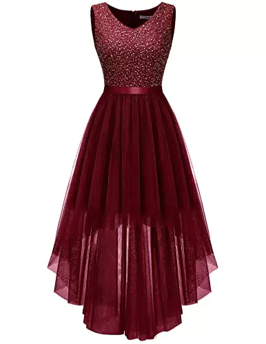 Berylove Glitzer Kleid Abendkleid Elegant für Hochzeiten und festliche Anlässe
