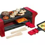 Bestron Raclette für 1 bis 2 Personen, Mini Tischgrill mit zwei Pfännchen