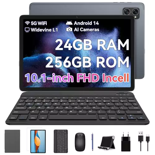 BESTTAB A20 Tablet mit Tastatur, Android 14, 24GB RAM, 256GB ROM, 10 Zoll FHD+
