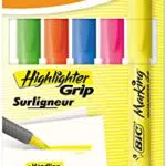 Bic Textmarker Highlighter Grip mit Keilspitze – Hochwertige Markierstifte