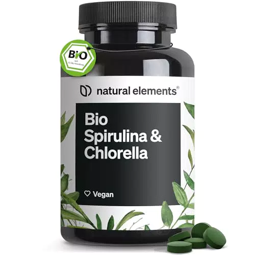 Bio Spirulina & Chlorella Tabletten – 100% Rein, Vegan und Zertifiziert Bio